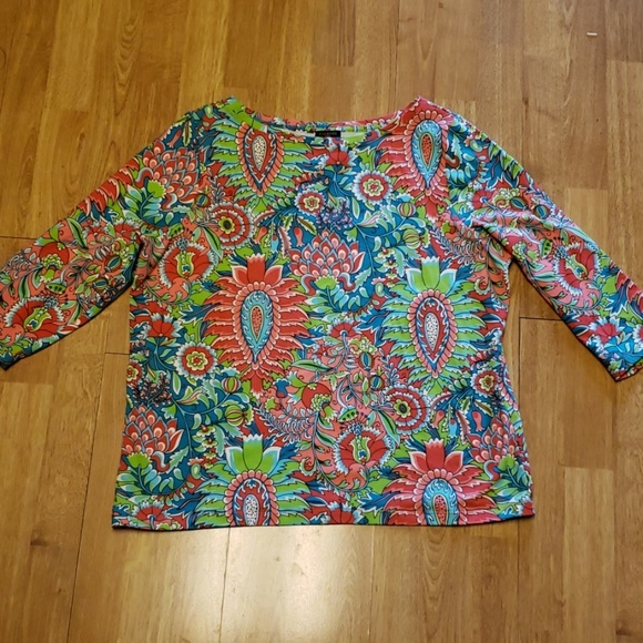Talbots Tops - Talbots plus bright floral cotton/modal top 1X